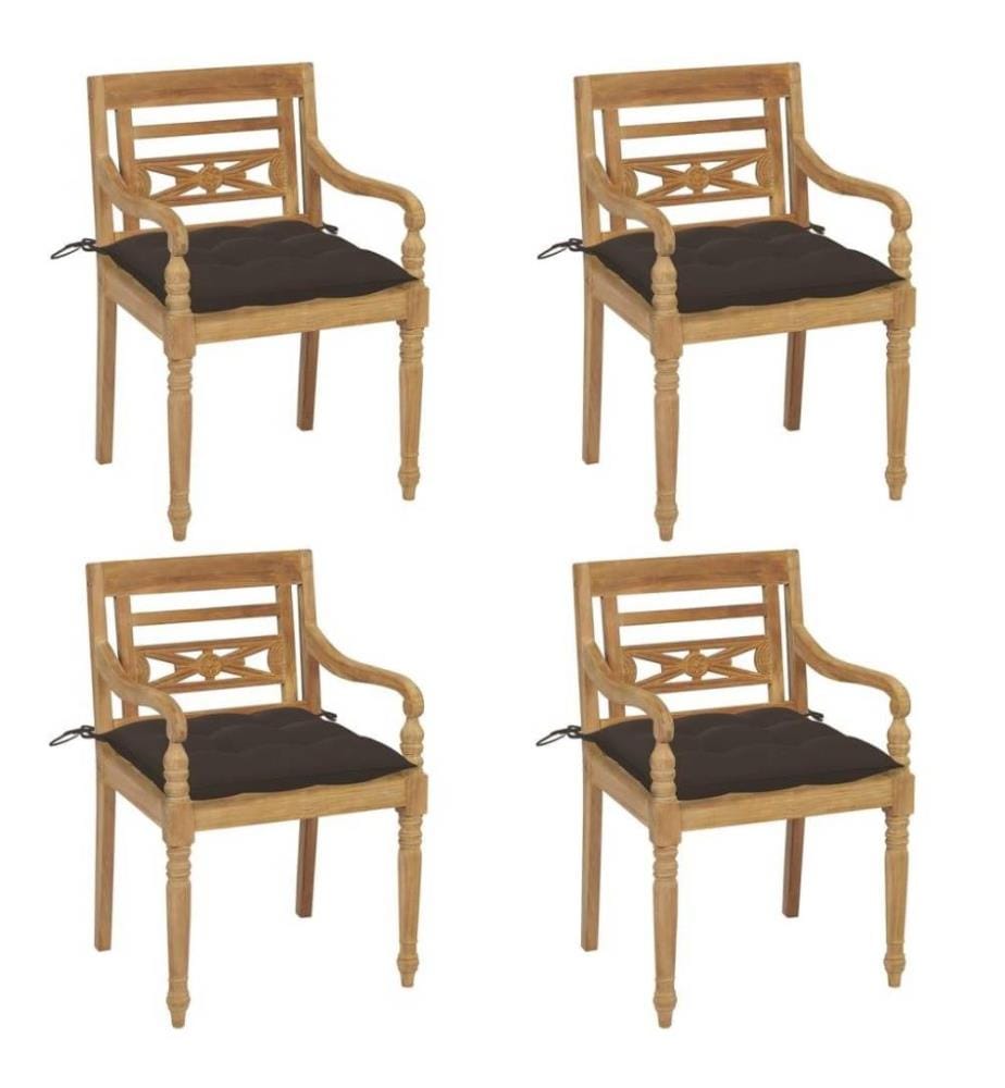 Chaises Batavia avec coussins 4 pcs Bois de teck solide