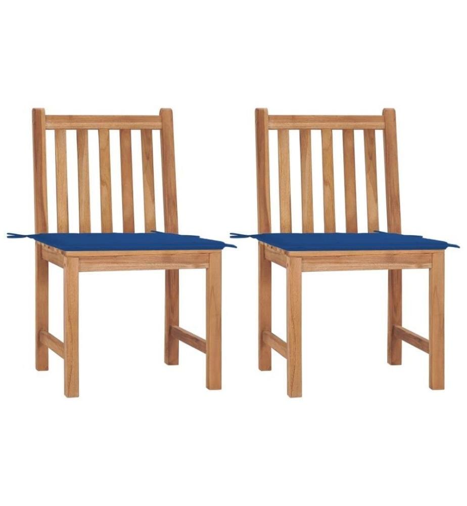 Chaises de jardin 2 pcs avec coussins Bois de teck massif