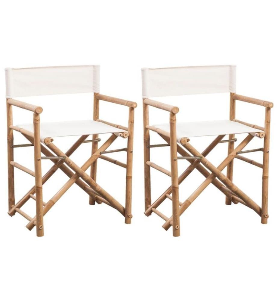 Chaise pliable 2 pcs Bambou et toile
