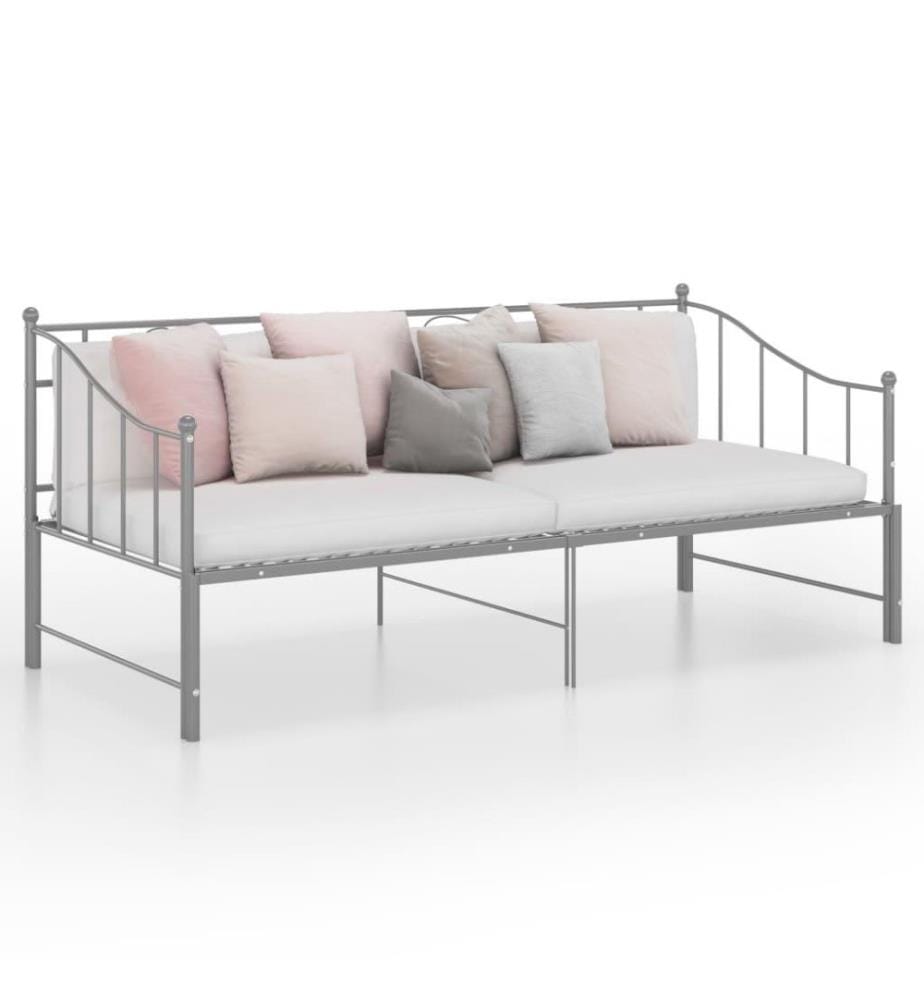 Cadre de canapé-lit extensible Gris Métal 90x200 cm