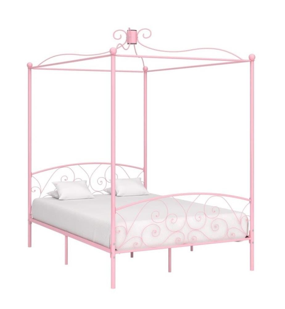 Cadre de lit à baldaquin Rose Métal 140 x 200 cm