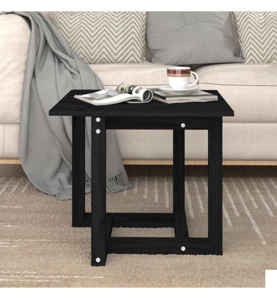 Table basse Noir 50x50x45 cm Bois massif de pin