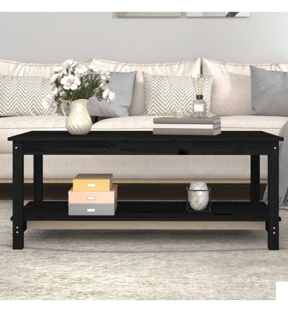 Table basse Noir 110x55x45 cm Bois massif de pin