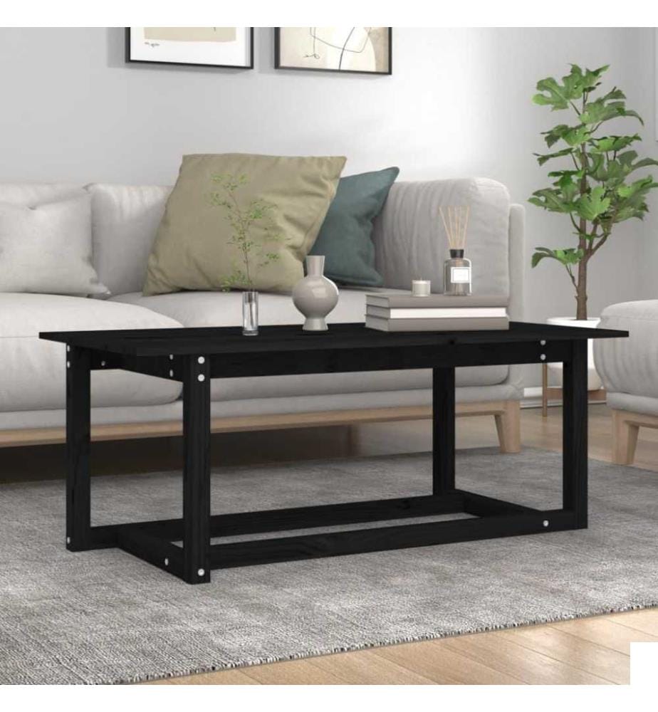 Table basse Noir 110x55x45 cm Bois massif de pin