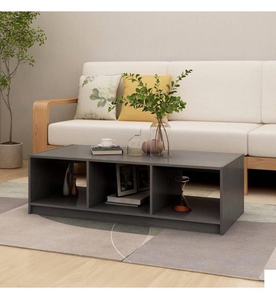 Table basse Gris 110x50x34 cm Bois de pin massif