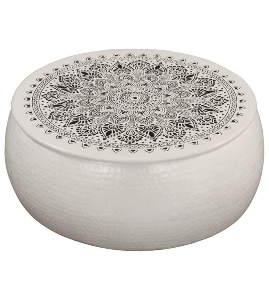 Table basse Aluminium martelé 70 x 30 cm Blanc