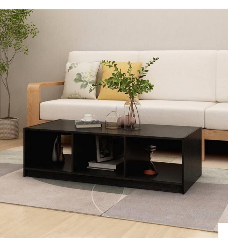 Table basse Noir 110x50x34 cm Bois de pin massif