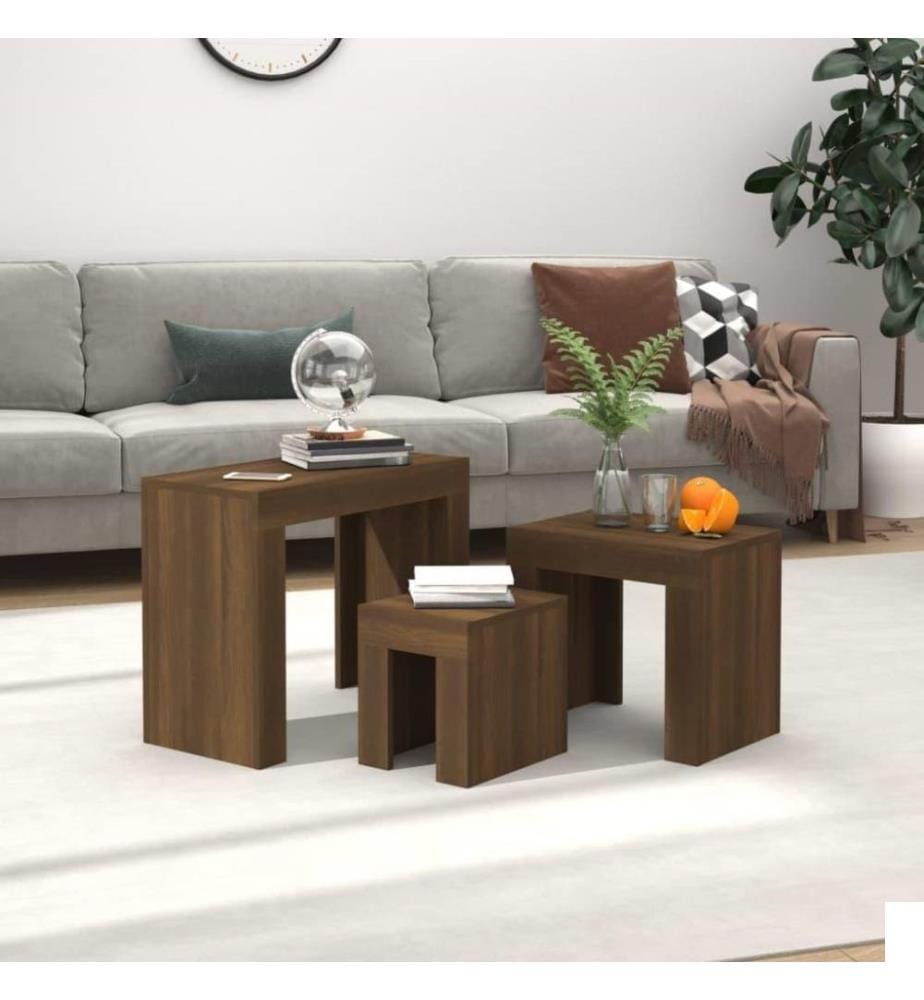 Tables basses gigognes 3 pcs Chêne marron Bois d'ingénierie