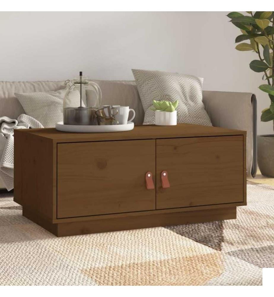 Table basse Marron miel 80x50x35 cm Bois massif de pin