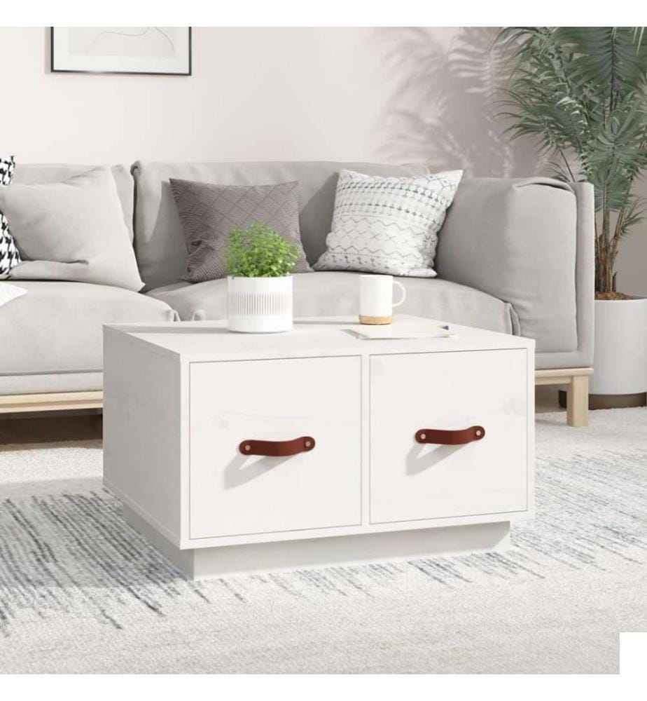 Table basse Blanc 60x53x35 cm Bois massif de pin