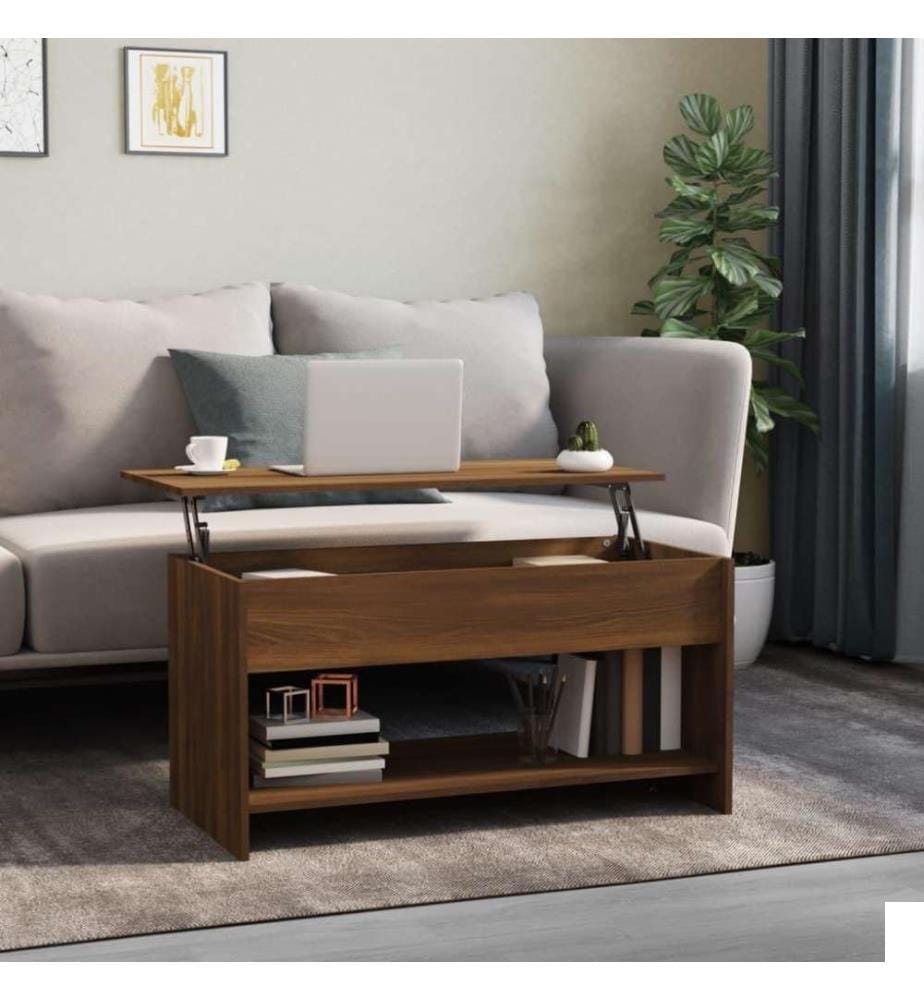 Table basse Chêne marron 102x50x52,5 cm Bois d'ingénierie