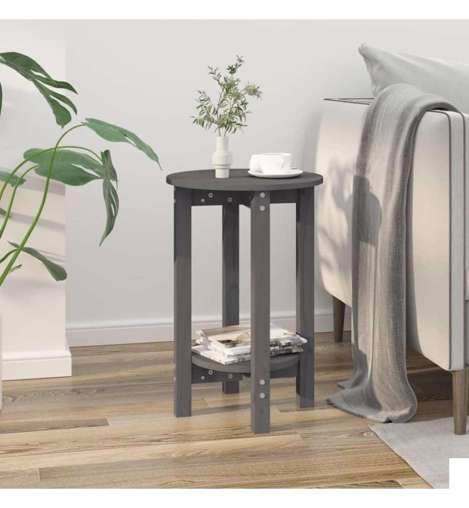 Table basse Gris Ø 40x60 cm Bois massif de pin