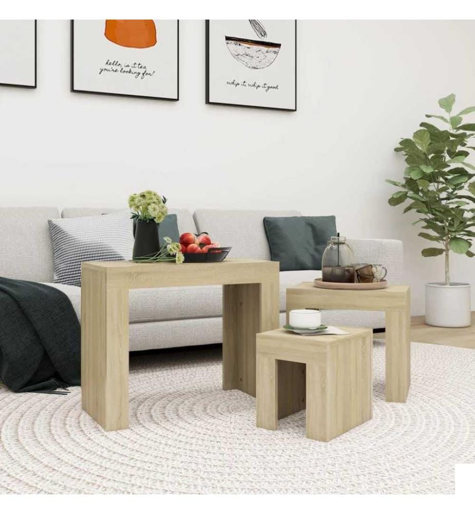 Tables basses gigognes 3 pcs Chêne sonoma Aggloméré