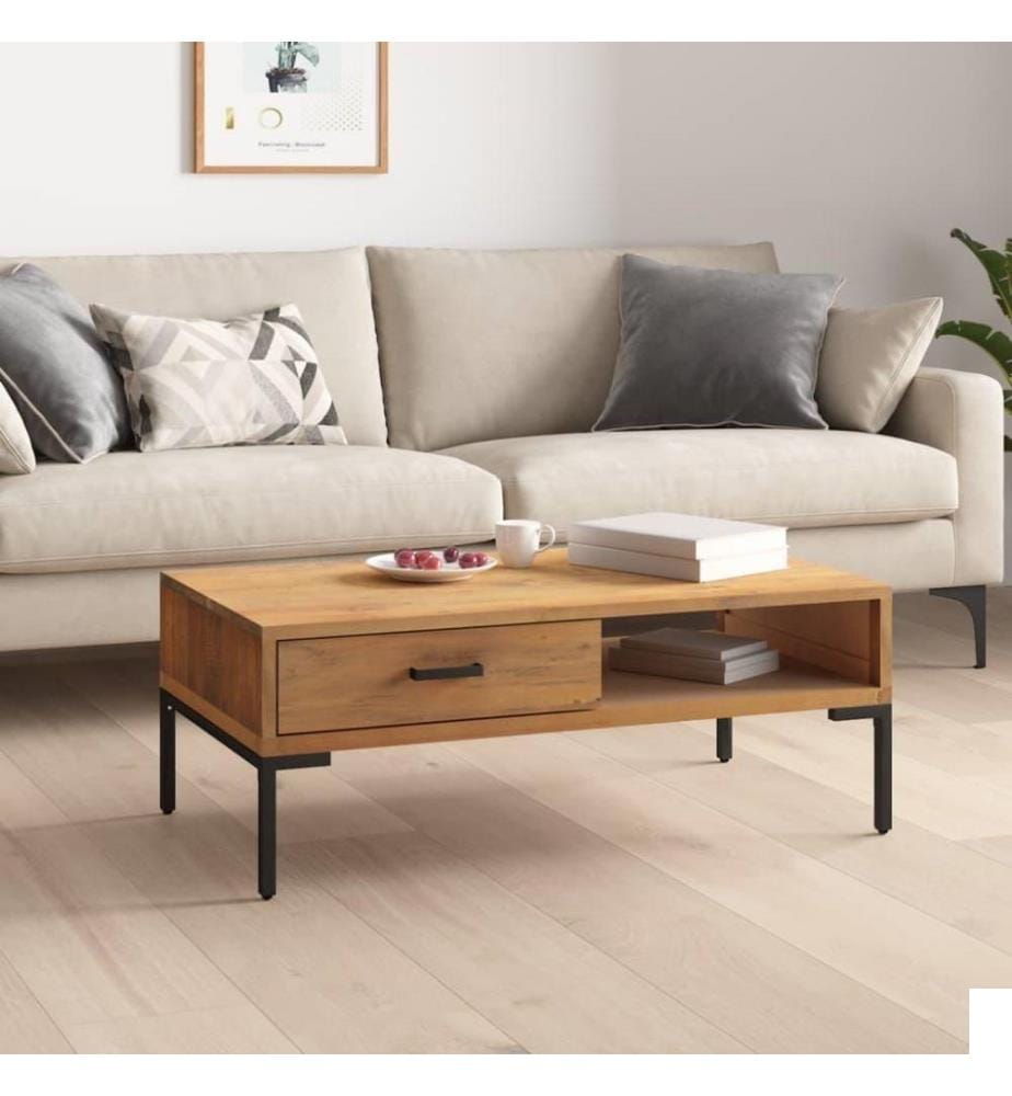Table basse 90x50x35 cm Bois de pin massif recyclé
