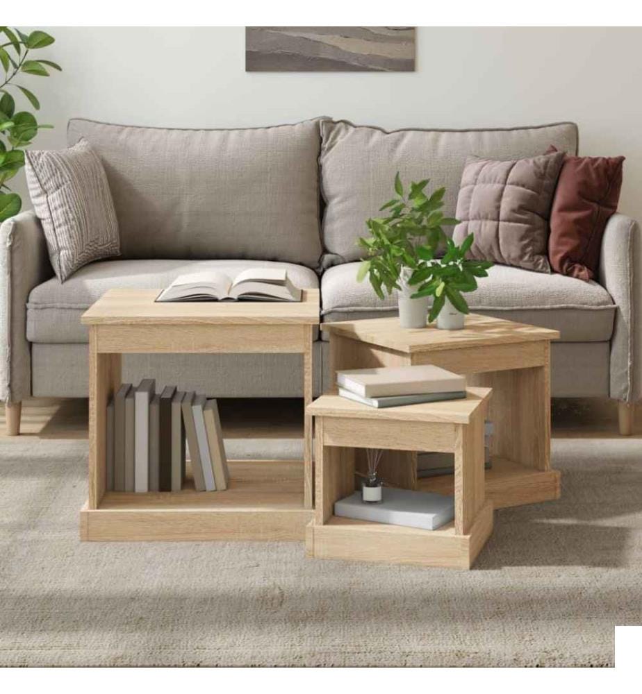 Tables gigognes 3 pcs chêne sonoma bois d'ingénierie