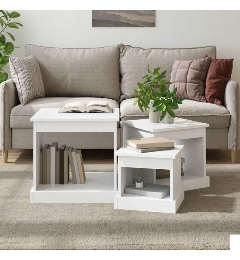 Tables gigognes 3 pcs blanc bois d'ingénierie