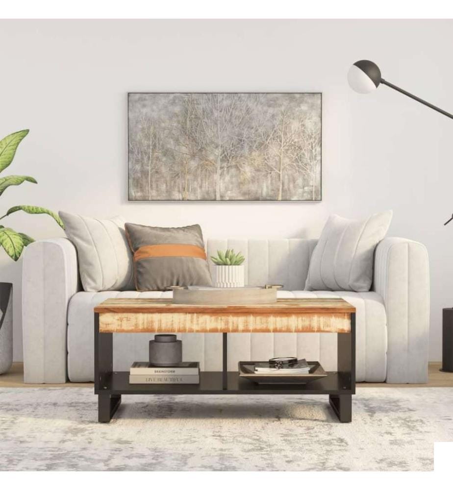 Table basse 90x50x40 cm bois de récupération massif