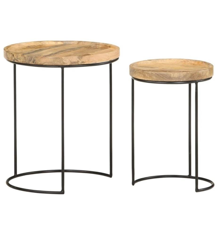 Ensemble de table basse 2 pcs Bois de manguier massif et acier