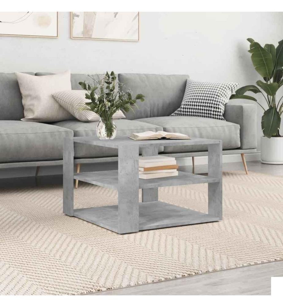 Table basse gris béton 59,5x59,5x40 cm bois d'ingénierie