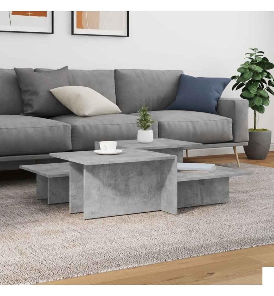 Tables basses 2 pcs gris béton bois d'ingénierie