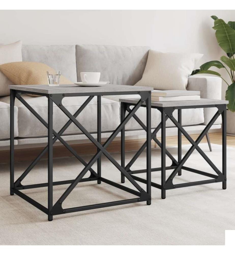 Tables basses gigognes 2 pcs sonoma gris bois d'ingénierie