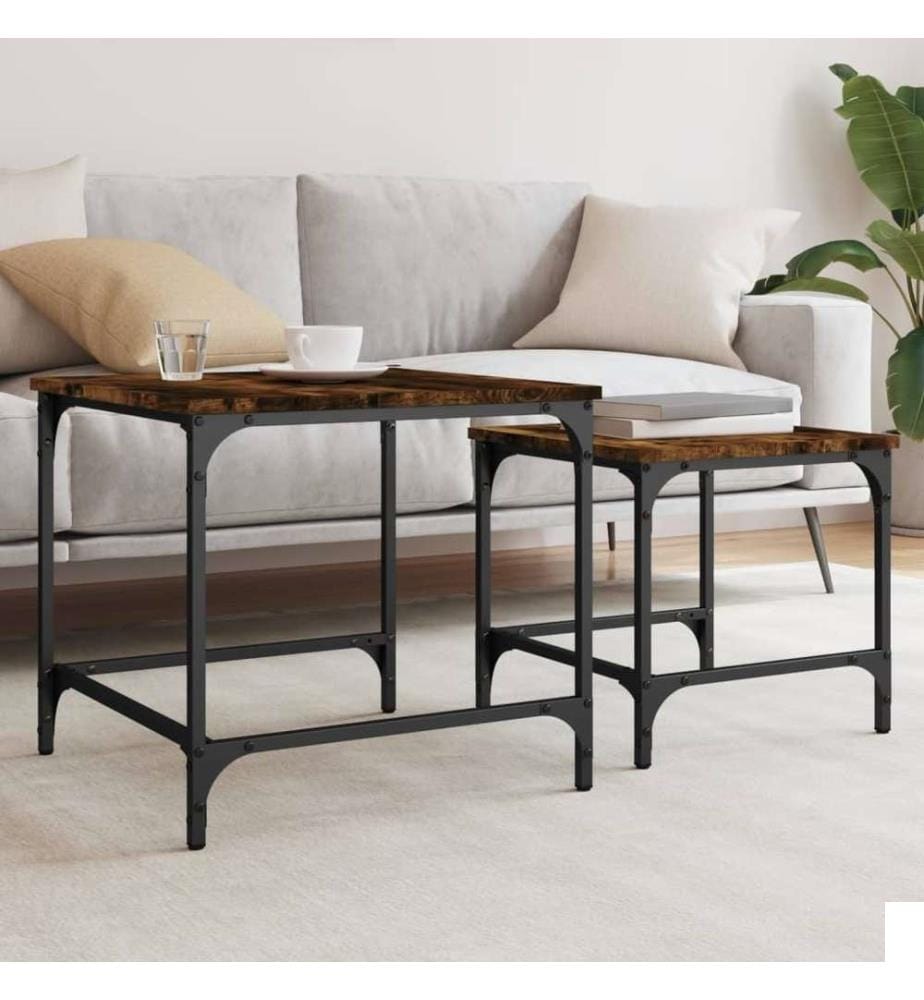 Tables basses gigognes 2 pcs chêne fumé bois d'ingénierie