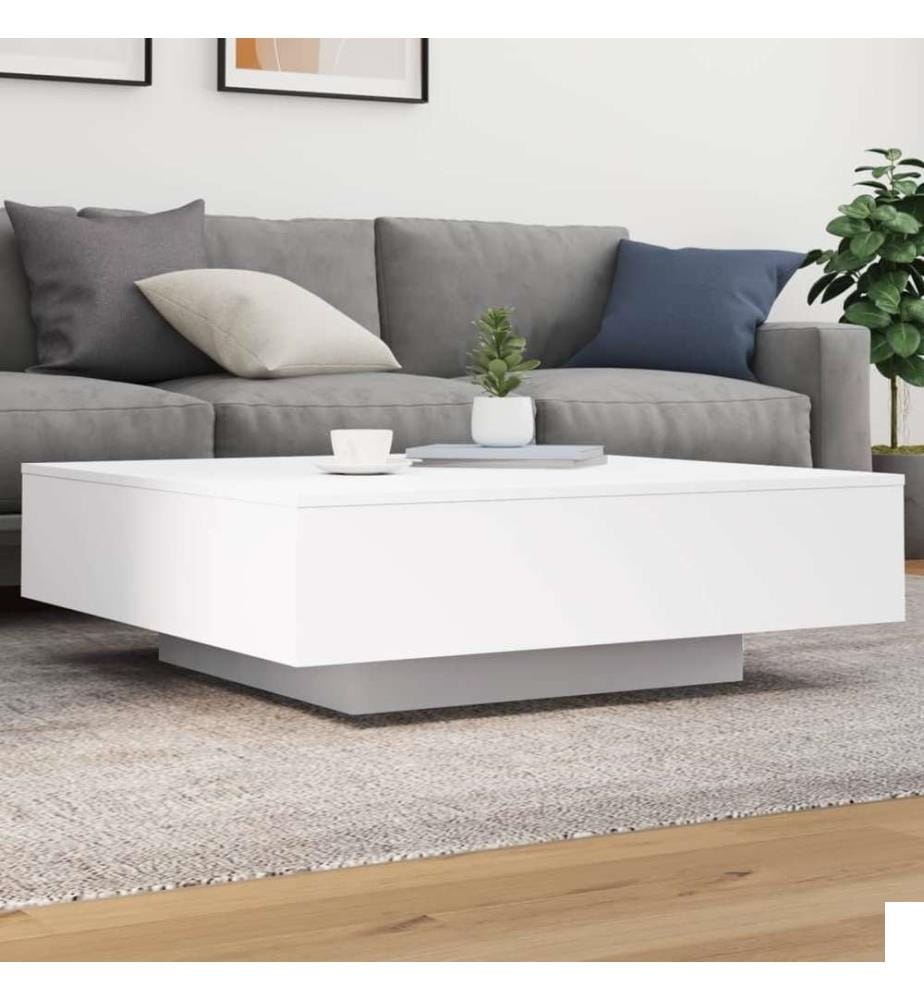 Table basse avec lumières LED blanc 100x100x31 cm
