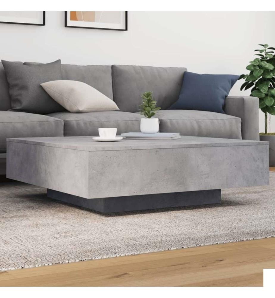 Table basse gris béton 100x100x31 cm bois d'ingénierie