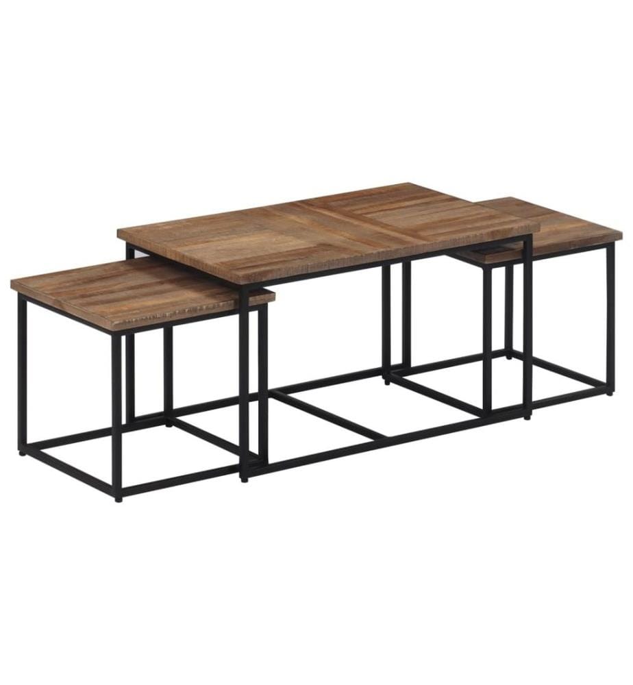 Tables basses gigognes 3 pcs bois massif de teck