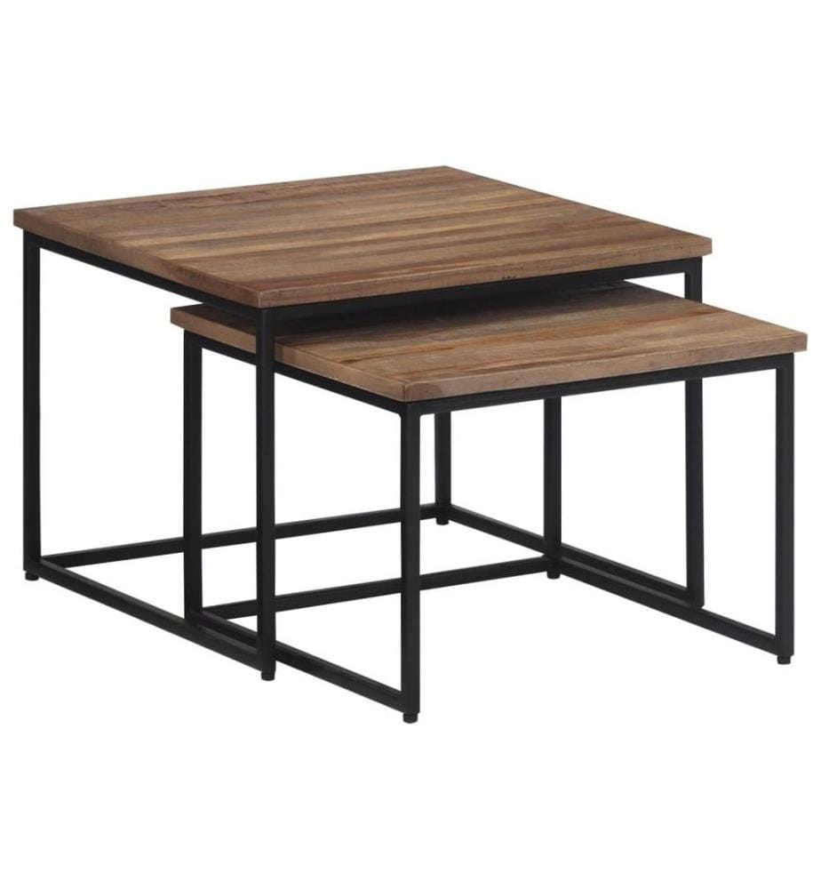 Tables basses gigognes 2 pcs bois massif de teck
