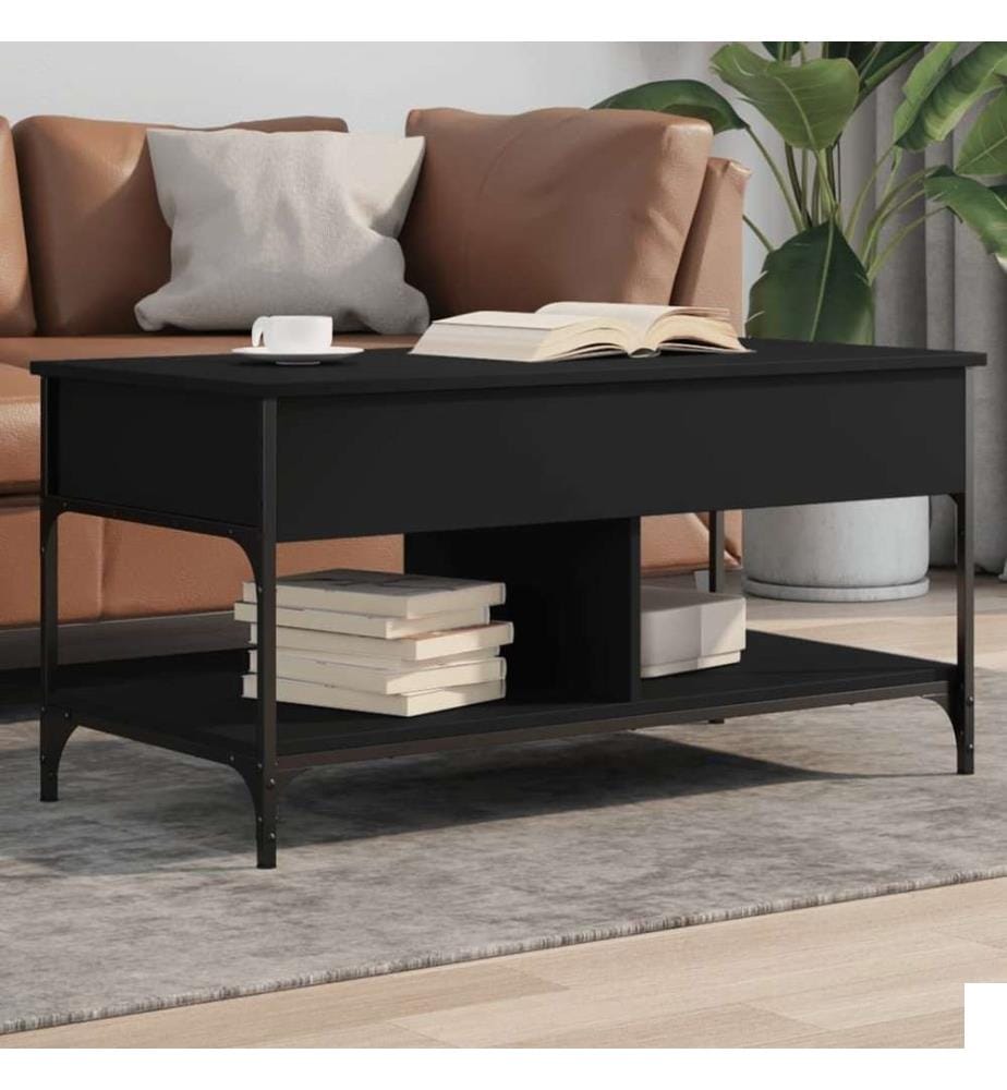 Table basse noir 100x50x50 cm bois d'ingénierie et métal