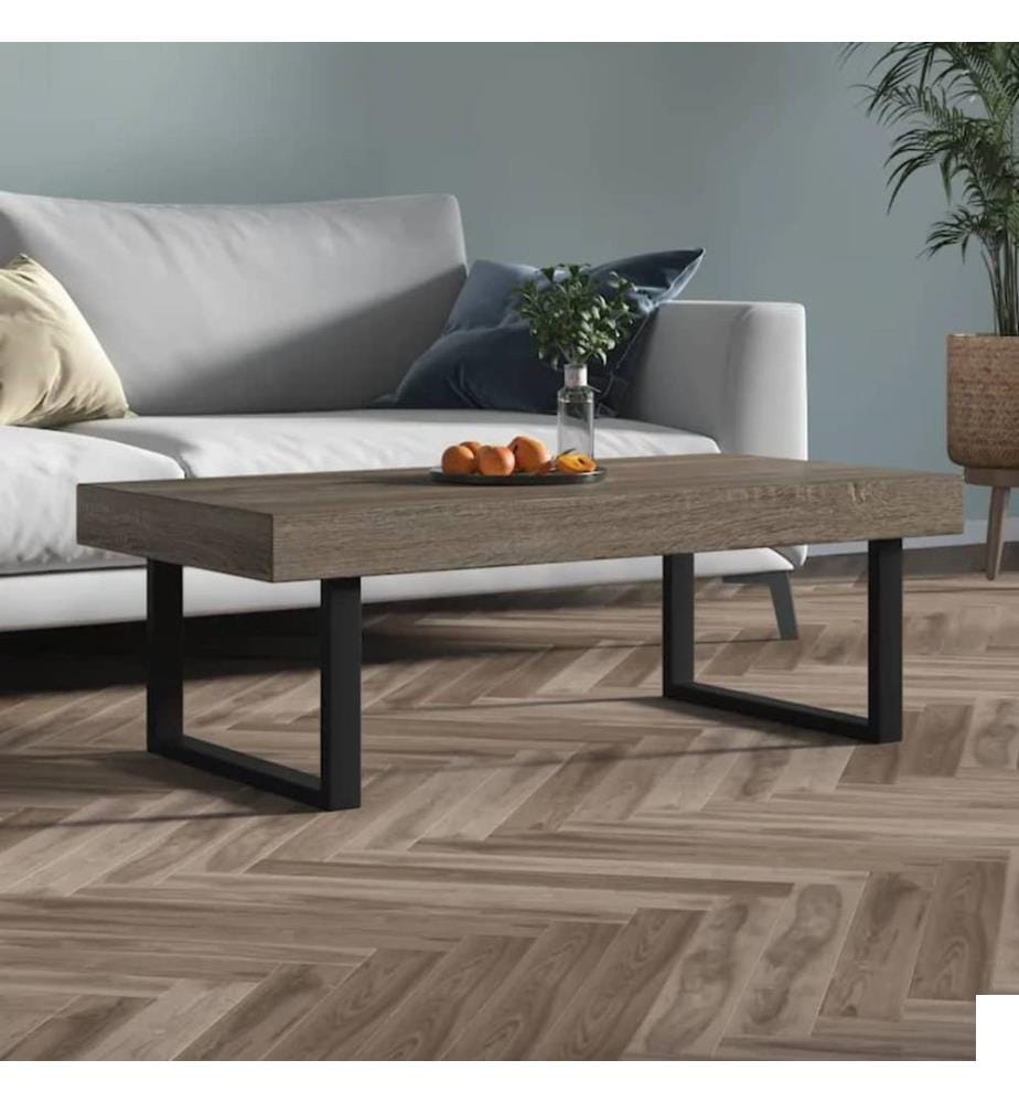 Table basse Gris et noir 120x60x40 cm MDF et fer