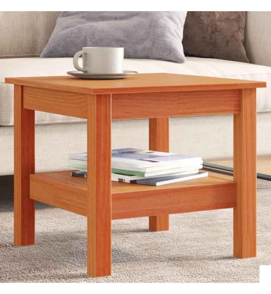 Table basse cire marron 45x45x40 cm bois massif de pin