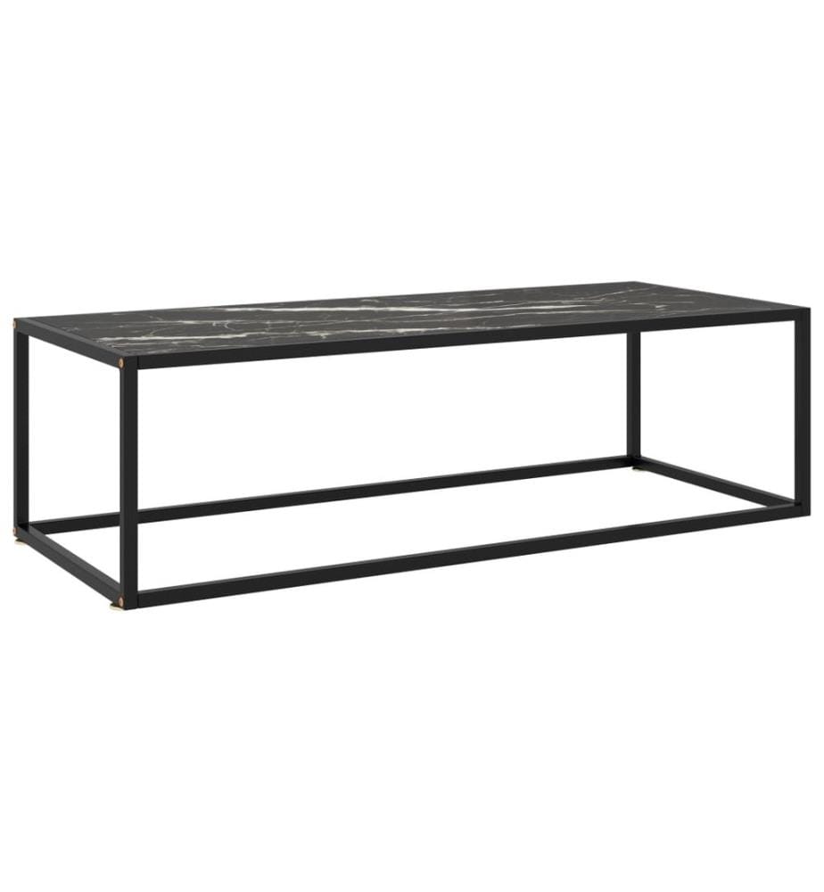 Table basse Noir avec verre marbre noir 120x50x35 cm