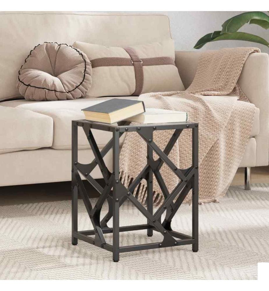 Table basse avec dessus en verre transparent 30x30x41 cm acier