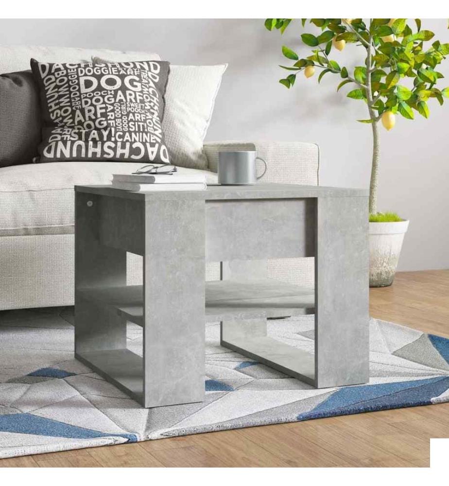 Table basse gris béton 55,5x55x45 cm bois d'ingénierie