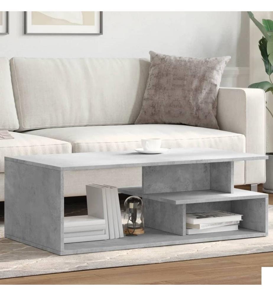 Table basse gris béton 102x55x35 cm bois d'ingénierie
