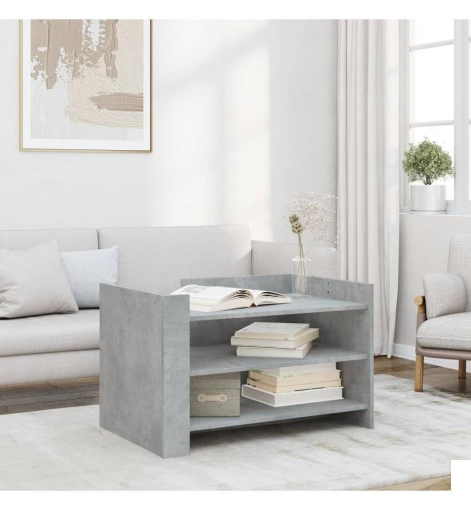 Table basse gris béton 80x50x50 cm bois d'ingénierie
