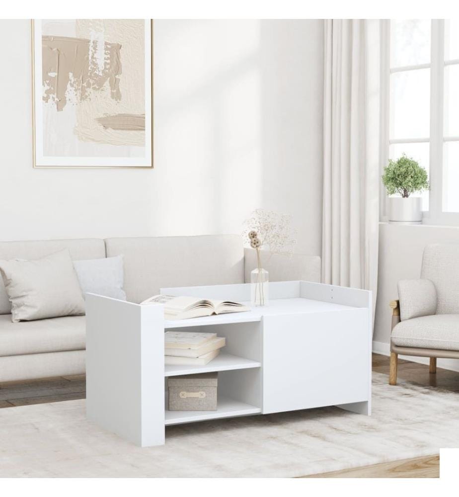Table basse blanc 100x50x50 cm bois d'ingénierie