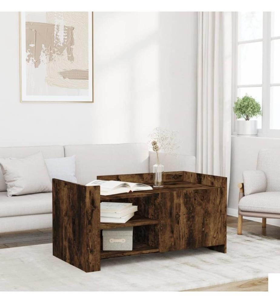 Table basse chêne fumé 100x50x50 cm bois d'ingénierie