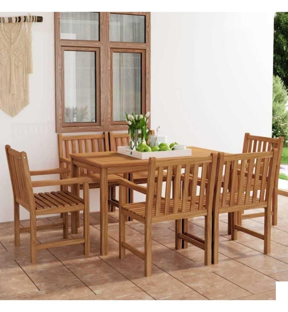Ensemble de salle à manger de jardin 7 pcs Bois de teck massif