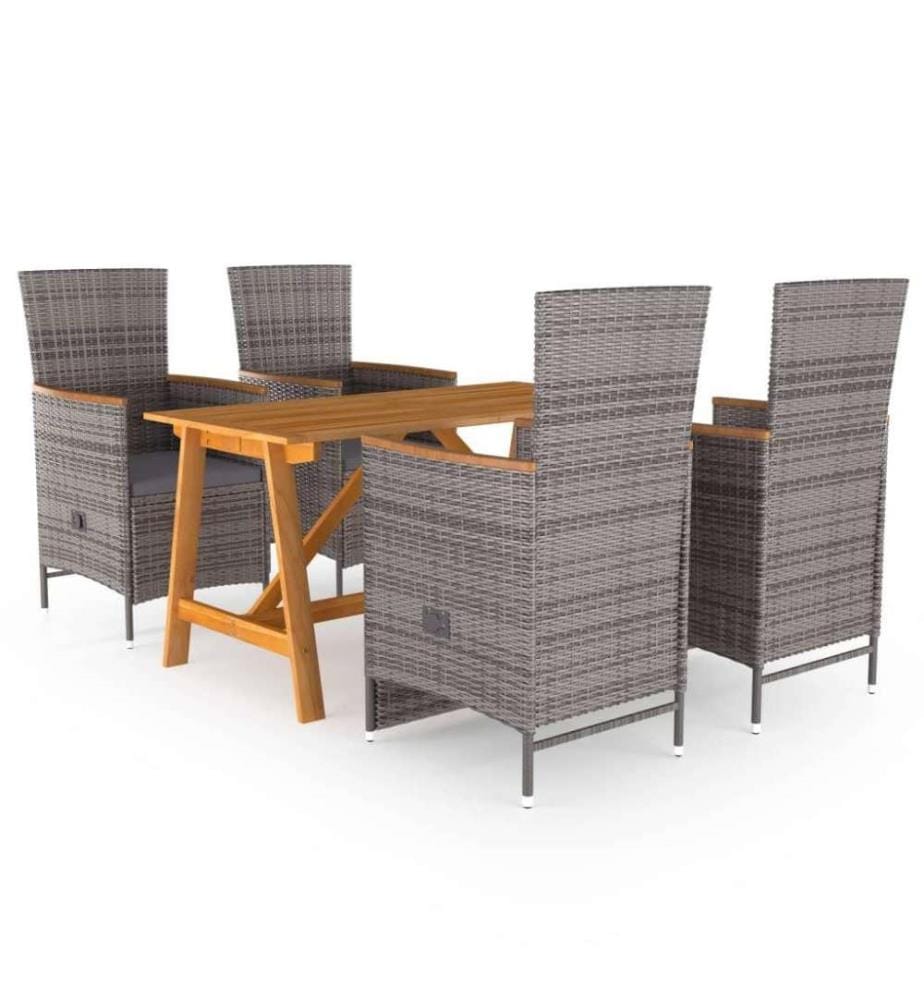 Ensemble de salle à manger de jardin 5 pcs Gris