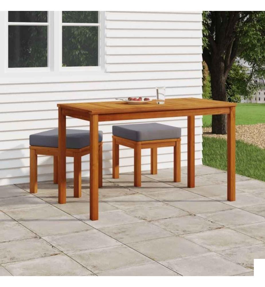 Ensemble à dîner de jardin 3 pcs avec coussins Acacia solide