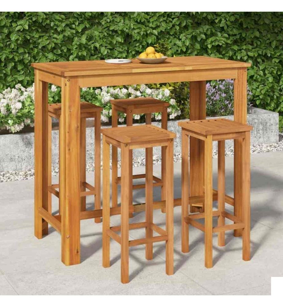 Ensemble de salle à manger de jardin 5 pcs Bois d'acacia solide