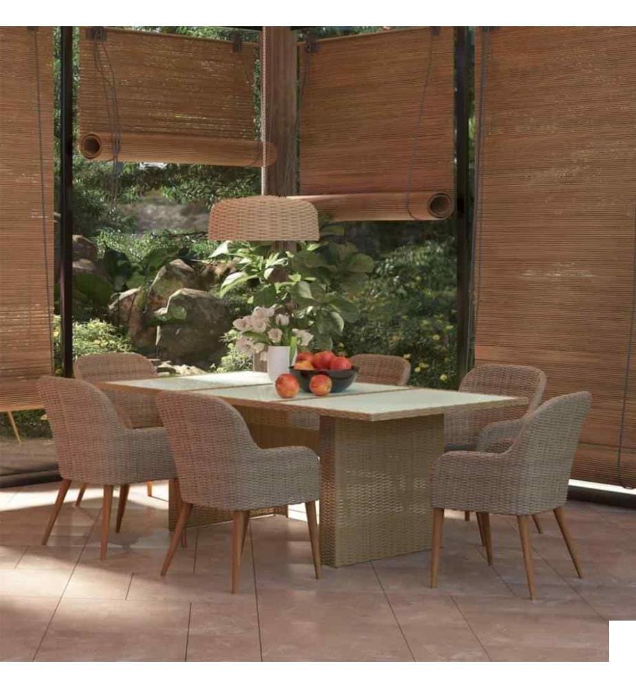 Ensemble à dîner de jardin 7 pcs Résine tressée Marron