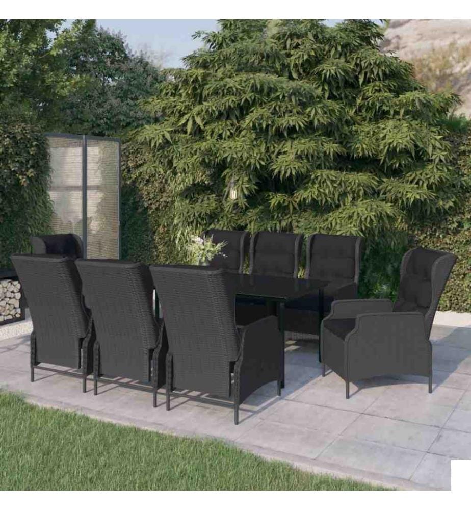 Ensemble de salle à manger de jardin 9 pcs Gris foncé
