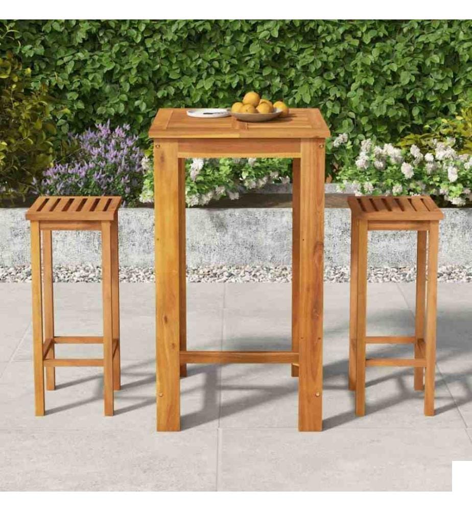 Ensemble de salle à manger de jardin 3 pcs Bois d'acacia solide