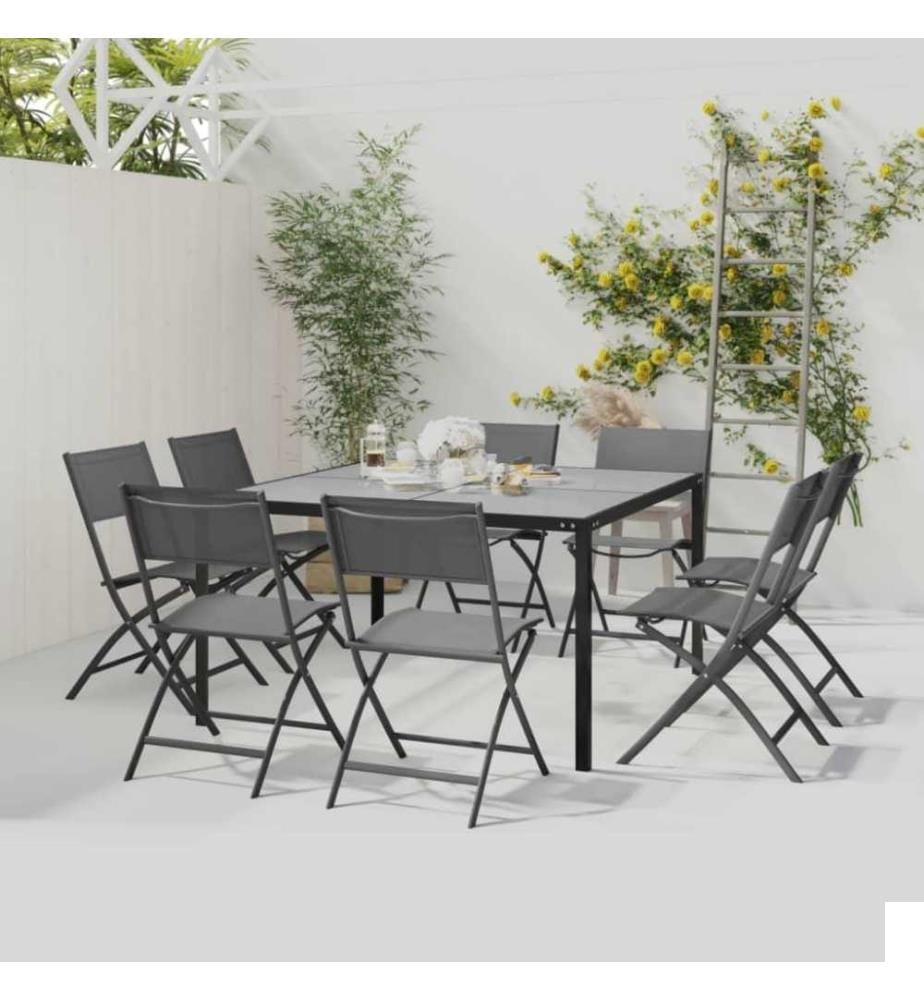 Ensemble de salle à manger d'extérieur 9 pcs Acier