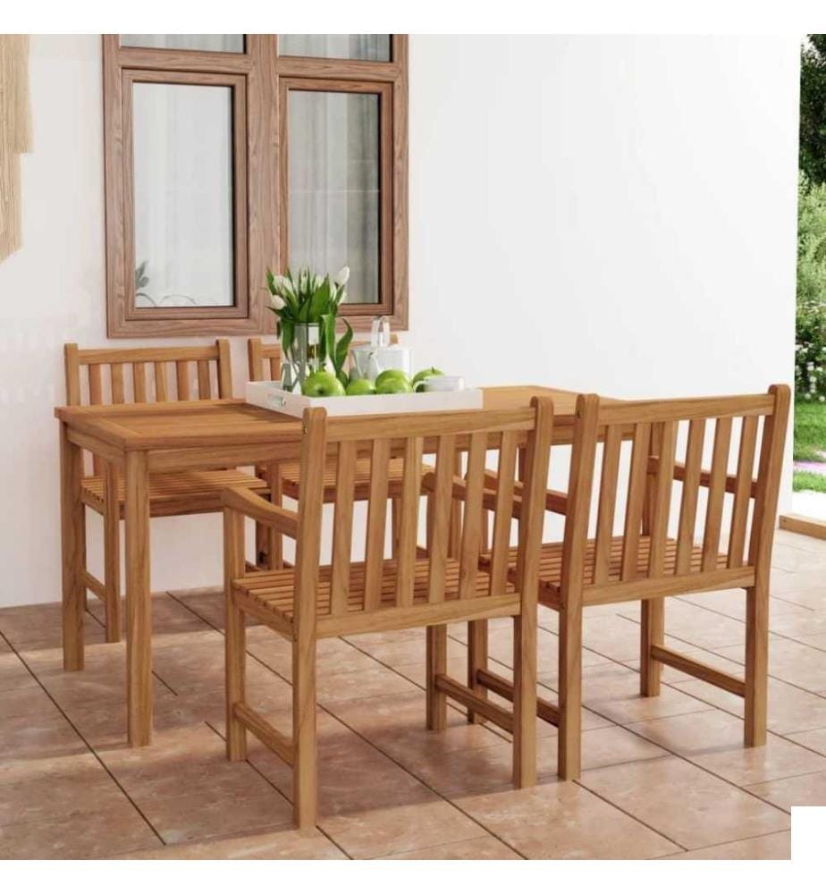 Ensemble de salle à manger de jardin 5 pcs Bois de teck massif
