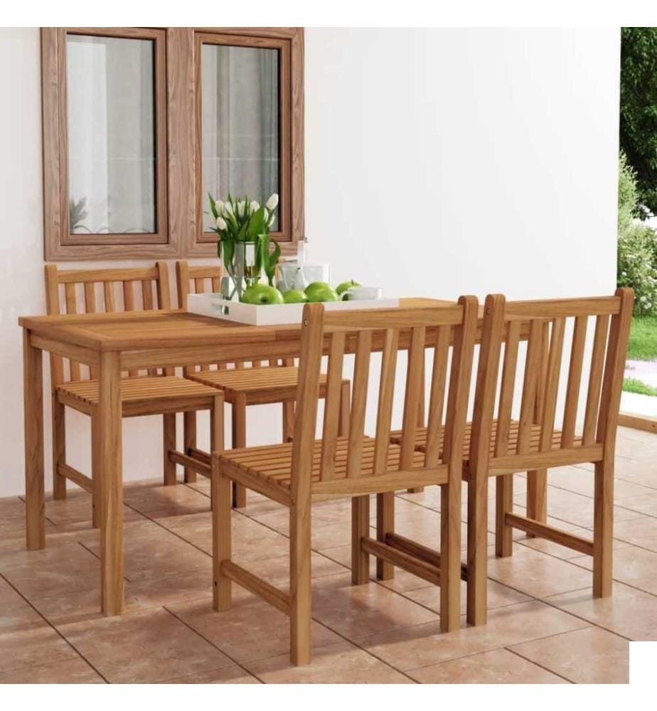 Ensemble de salle à manger de jardin 5 pcs Bois de teck massif